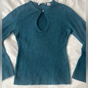 Autumn Cashmere Teal Keyhole Sweater